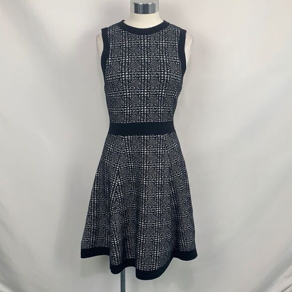 Kate Spade NWT black plaid knit fit flare dress - Picture 1 of 11